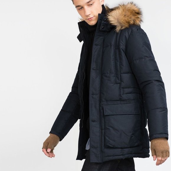 Zara Other - Zara Man Quilted Parka in Navy